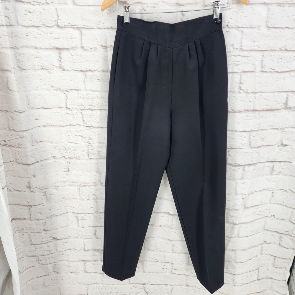 Vintage Union Made Tux Pants Black Tapered Formal Satin Waist Androgynous 10 26"